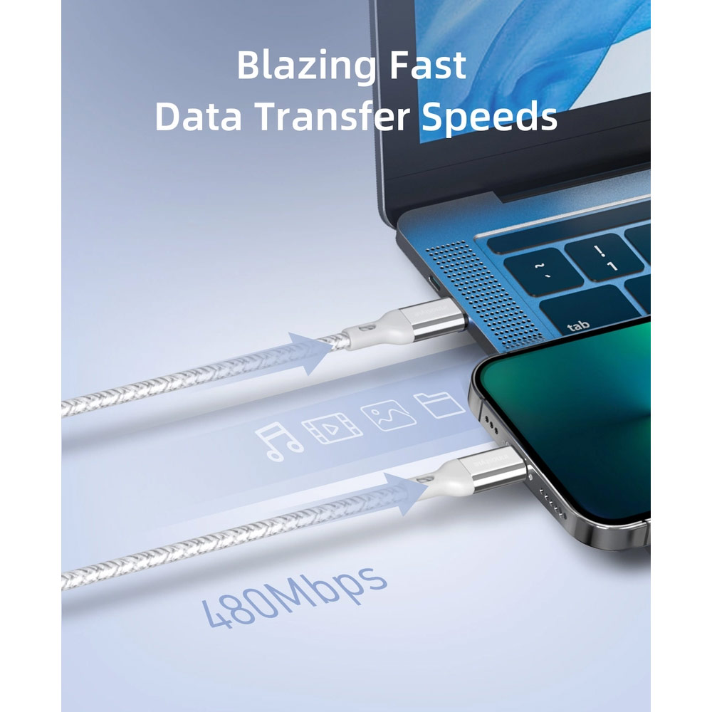 Picture of Innostyle MFI Certified PowerFlex 60W Fast Charging Data Cable USB-C to Lightning 150cm (Black)