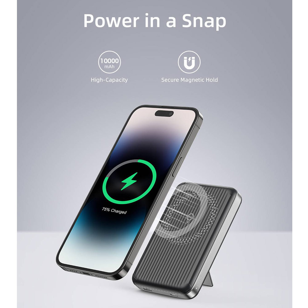 Picture of Innostyle PowerMag Switch 2 in 1 Standable Magnetic Wireless Charging with USB-C input output Fast Charge PowerBank  (Lavender)
