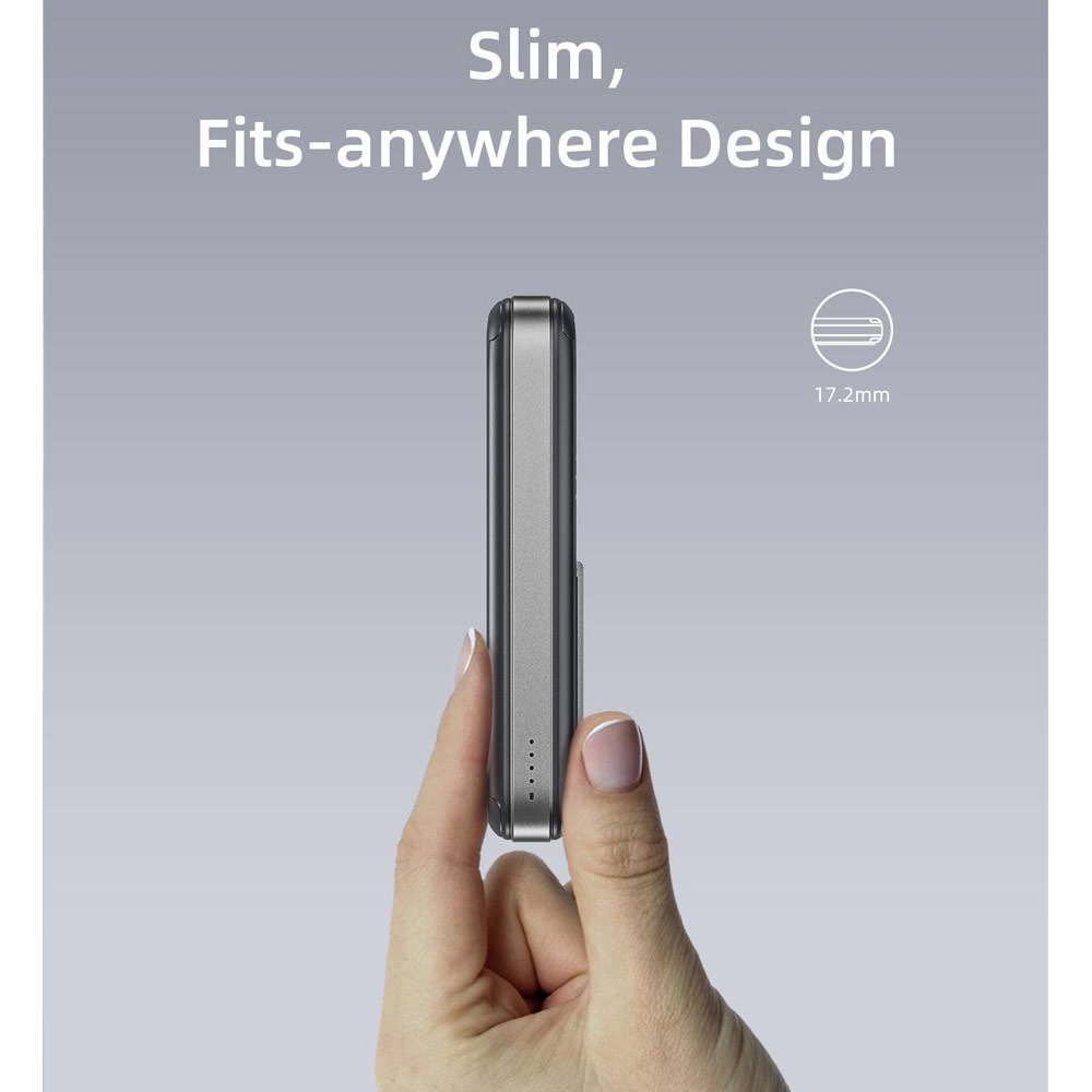 Picture of Innostyle PowerMag Switch 2 in 1 Standable Magnetic Wireless Charging with USB-C input output Fast Charge PowerBank  (Lavender)