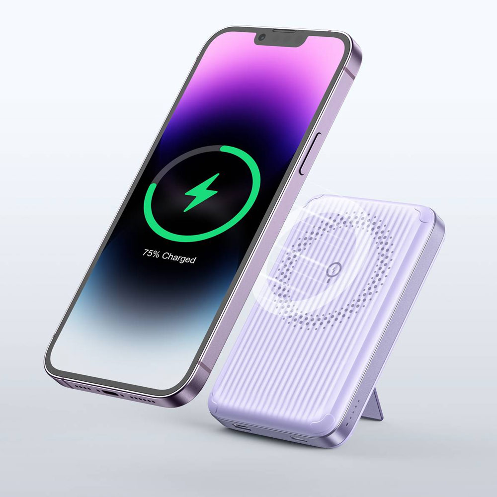 Picture of Innostyle PowerMag Switch 2 in 1 Standable Magnetic Wireless Charging with USB-C input output Fast Charge PowerBank  (Lavender)