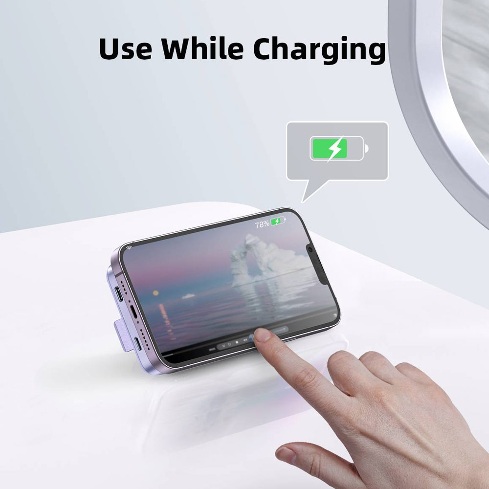 Picture of Innostyle PowerMag Switch 2 in 1 Standable Magnetic Wireless Charging with USB-C input output Fast Charge PowerBank  (Lavender)