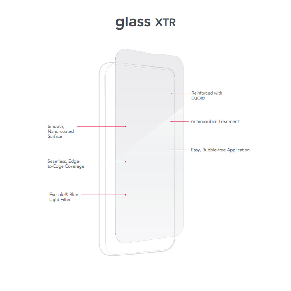 Picture of Apple iPhone 13 6.1 Screen Protector | Invisible Shield Glass XTR D30 Impact Protection Screen Protector Tempered Glass for iPhone 13 iPhone 13 Pro 6.1 (Anti Blue Light )