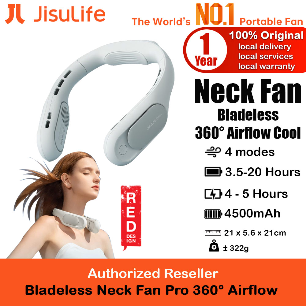 Picture of JISULIFE Malaysia Portable Turbo Dual Air Neck Fan Pro Hands Free Bladeless Fan 4500 mAh Battery Operated Wearable Personal Fan Rechargeable Long Hours Fan for Running Badminton Indoor Court Concert Picnic Camping Outdoor Activity FA35 (Grey) Red Design- Red Design Cases, Red Design Covers, iPad Cases and a wide selection of Red Design Accessories in Malaysia, Sabah, Sarawak and Singapore 