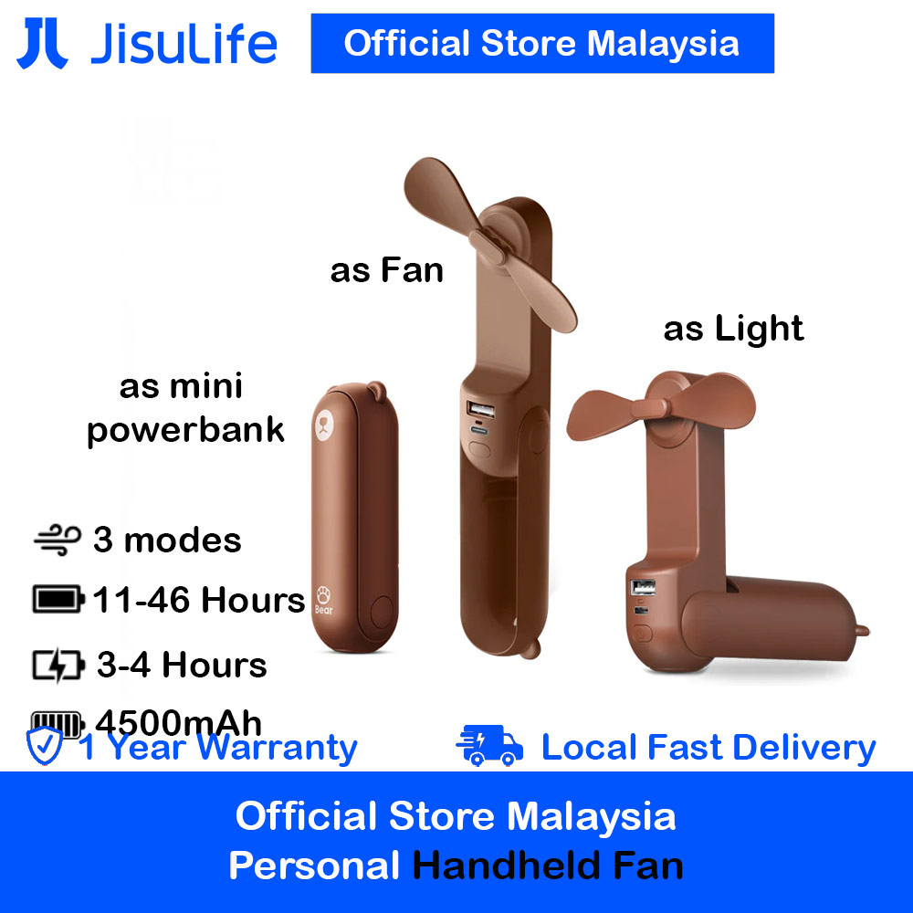 Picture of Jisulife Malaysia 3 in 1 Mini Handheld Fan USB Rechargeable Fan Power Bank with Flash Light for Office OutdoorTravel Hiking Camping  Concert Indoor Court F8X (Brown) Red Design- Red Design Cases, Red Design Covers, iPad Cases and a wide selection of Red Design Accessories in Malaysia, Sabah, Sarawak and Singapore 