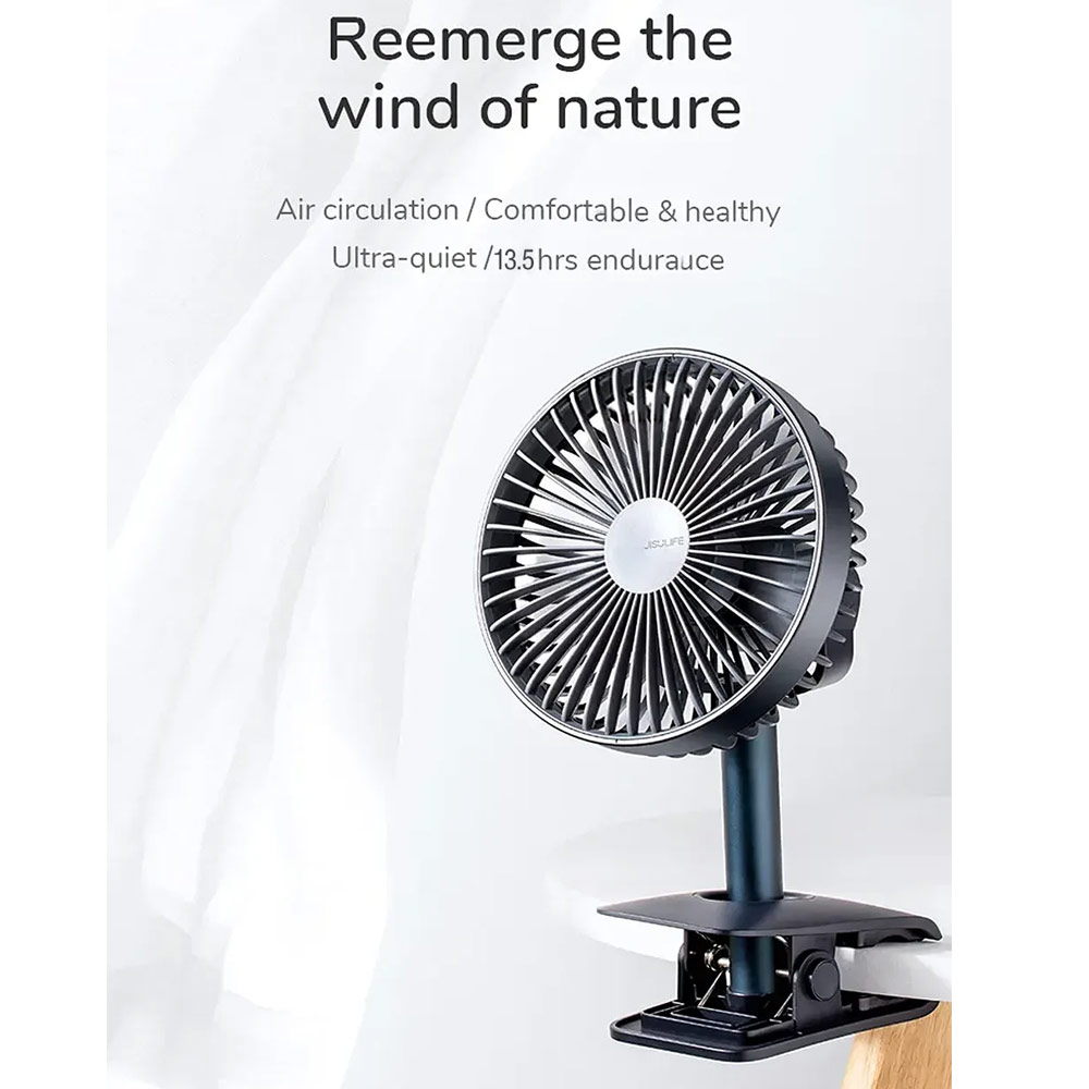 Picture of JISULIFE Malaysia Clip On  Desk Fan Portable Desktop Fan 4000mAh USB-C Rechargeable for Office Room Travel Outdoor Indoor FA7B (Silver)