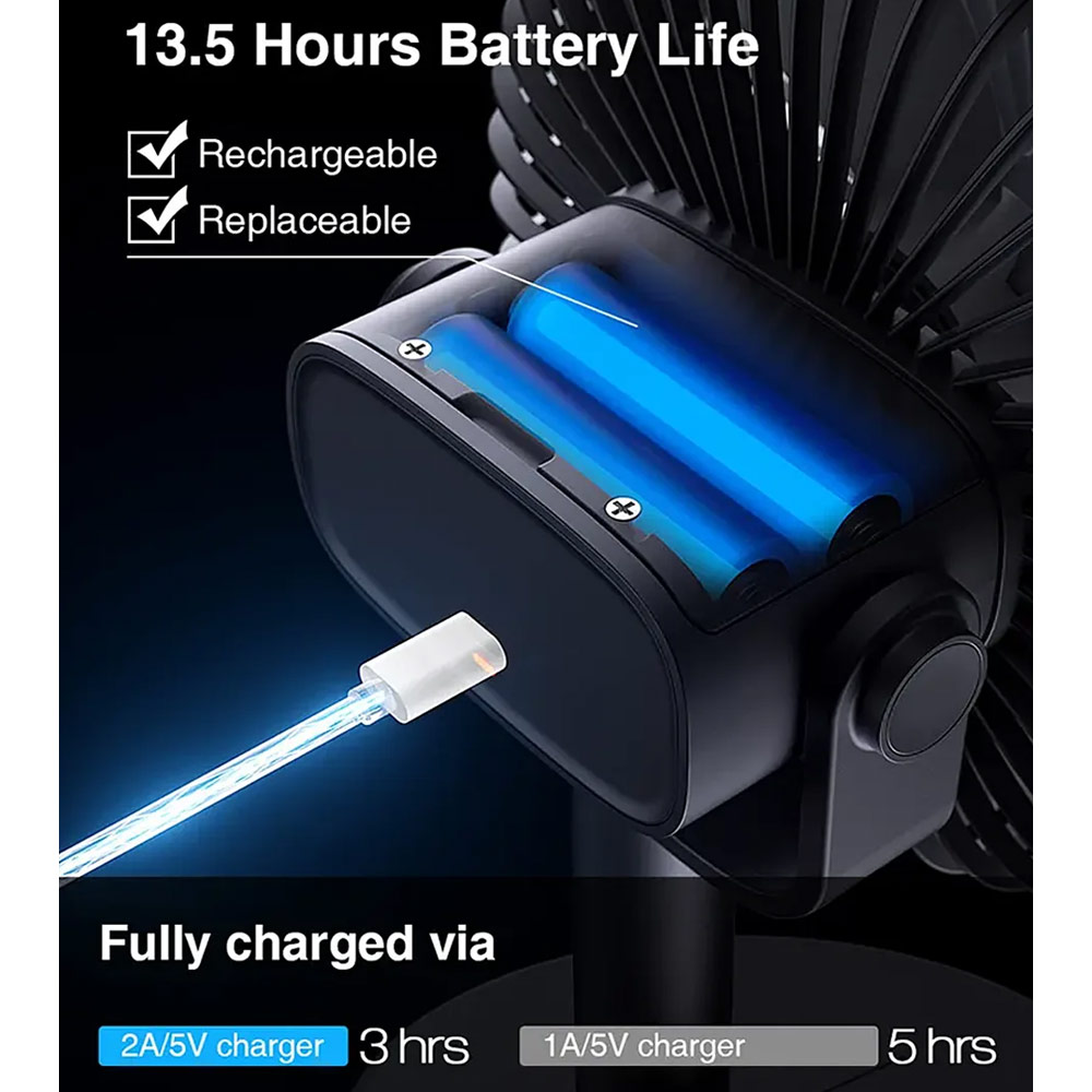 Picture of JISULIFE Malaysia Clip On  Desk Fan Portable Desktop Fan 4000mAh USB-C Rechargeable for Office Room Travel Outdoor Indoor FA7B (Silver)