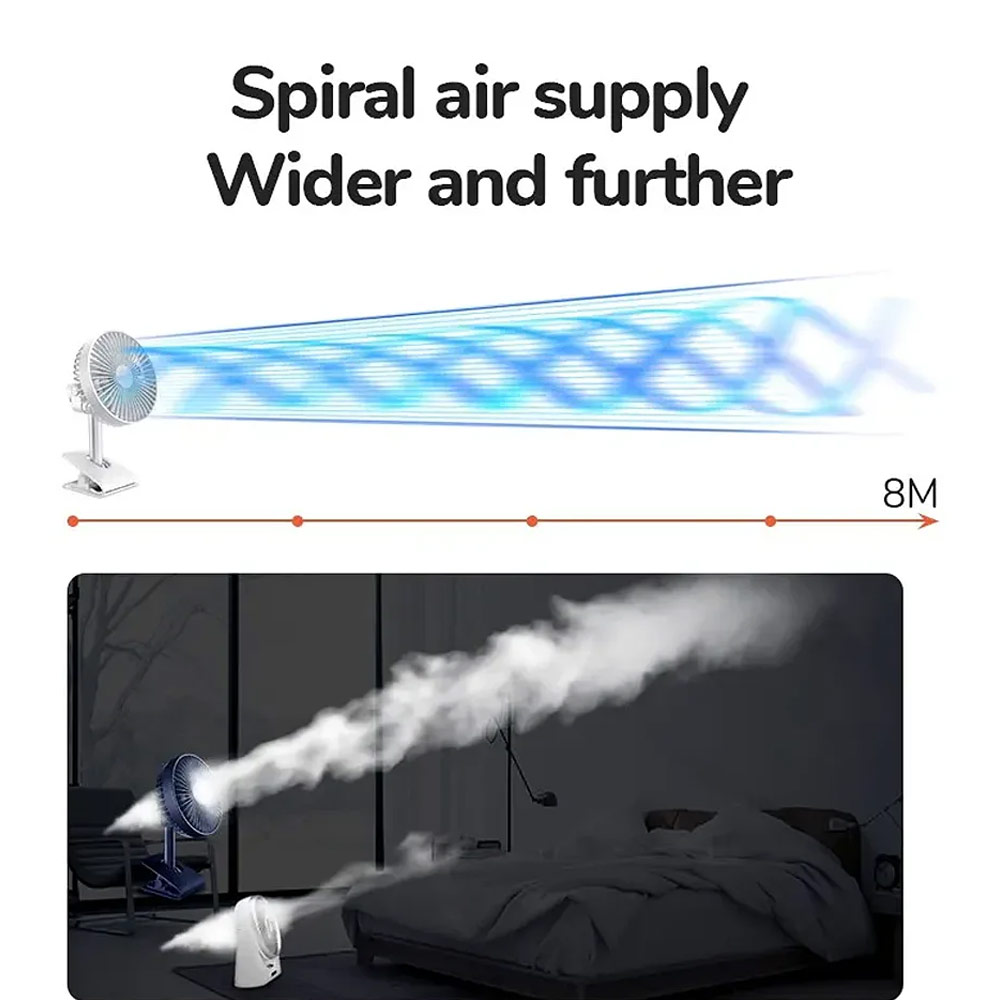 Picture of JISULIFE Malaysia Clip On  Desk Fan Portable Desktop Fan 4000mAh USB-C Rechargeable for Office Room Travel Outdoor Indoor FA7B (Silver)