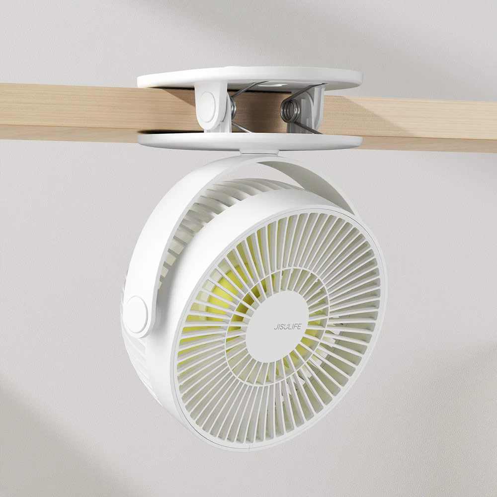 Picture of Jisulife Malaysia Child Safe Low Noise Removeable Washable 360 Rotatable 4 Speed Mode Desktop Hang Clip Fan Rechargeable 4000mAh For Home Office Outdoor Travel Portable Children Baby Stroller FA18S(Green)