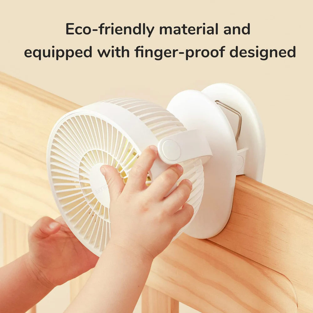 Picture of Jisulife Malaysia Child Safe Low Noise Removeable Washable 360 Rotatable 4 Speed Mode Desktop Hang Clip Fan Rechargeable 4000mAh For Home Office Outdoor Travel Portable Children Baby Stroller FA18S(Green)