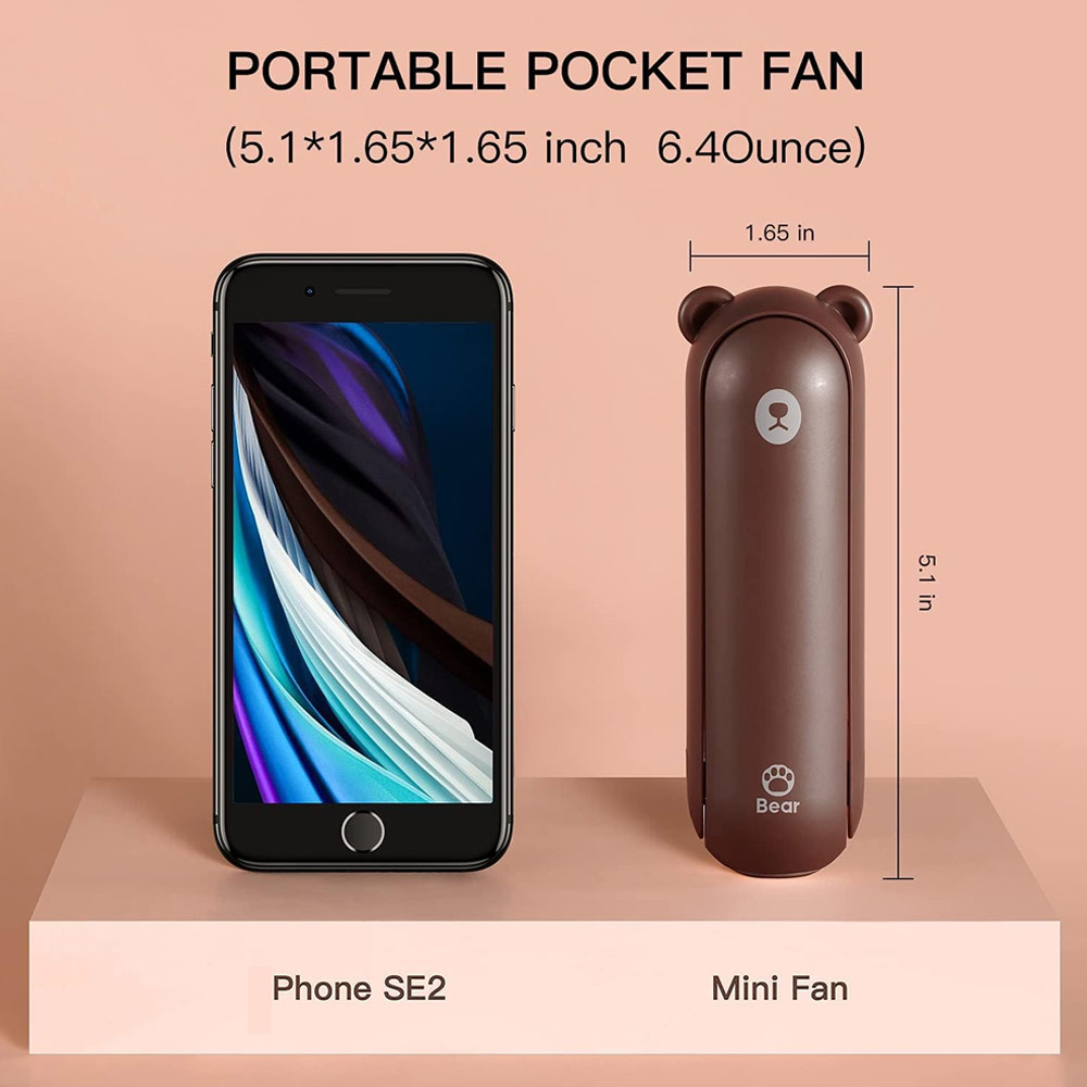 Picture of Jisulife Malaysia 3 in 1 Mini Handheld Fan USB Rechargeable Fan Power Bank with Flash Light for Office OutdoorTravel Hiking Camping  Concert Indoor Court F8X (Brown)