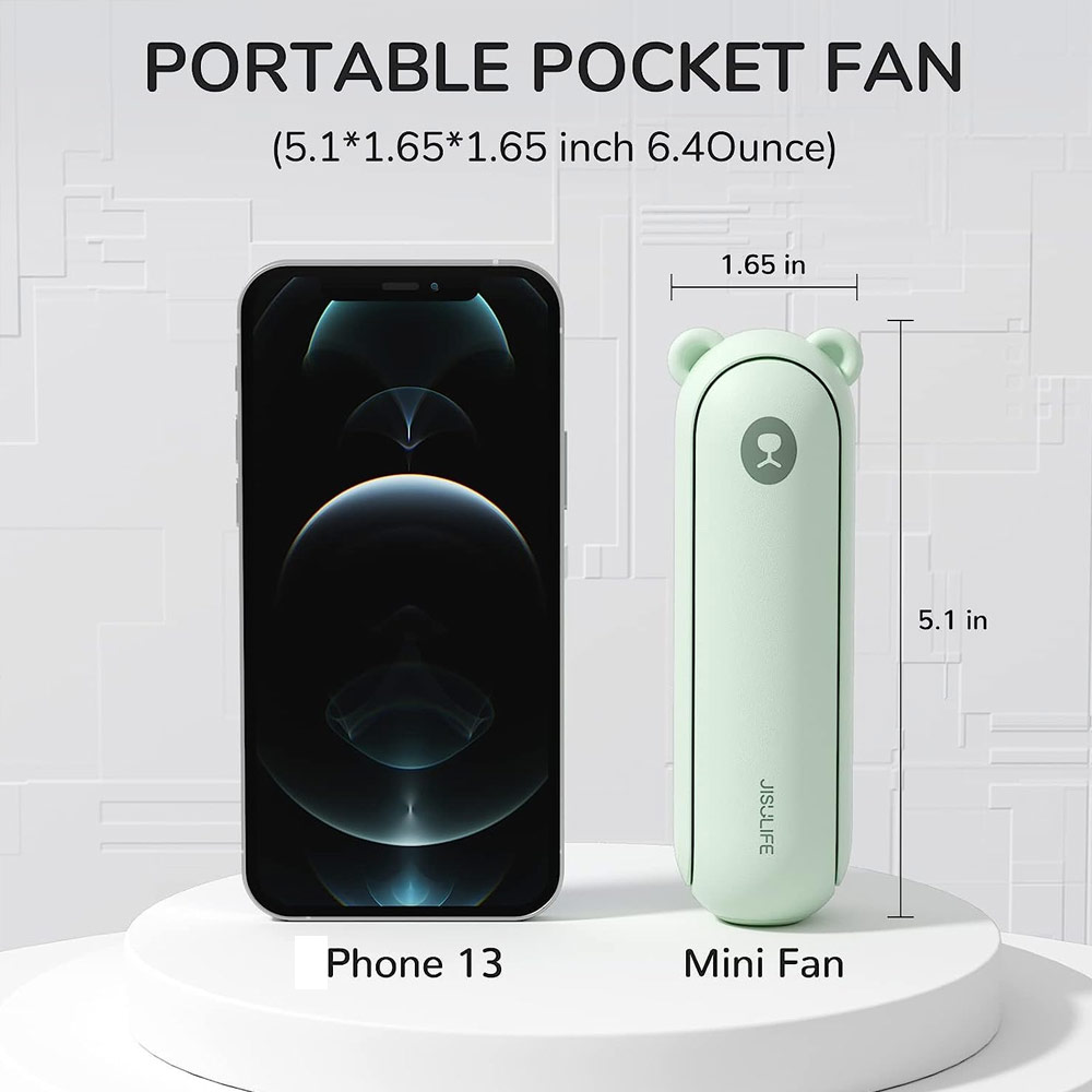 Picture of Jisulife Malaysia 3 in 1 Mini Handheld Fan USB Rechargeable Fan Power Bank with Flash Light for Office OutdoorTravel Hiking Camping  Concert Indoor Court F8X (Green)