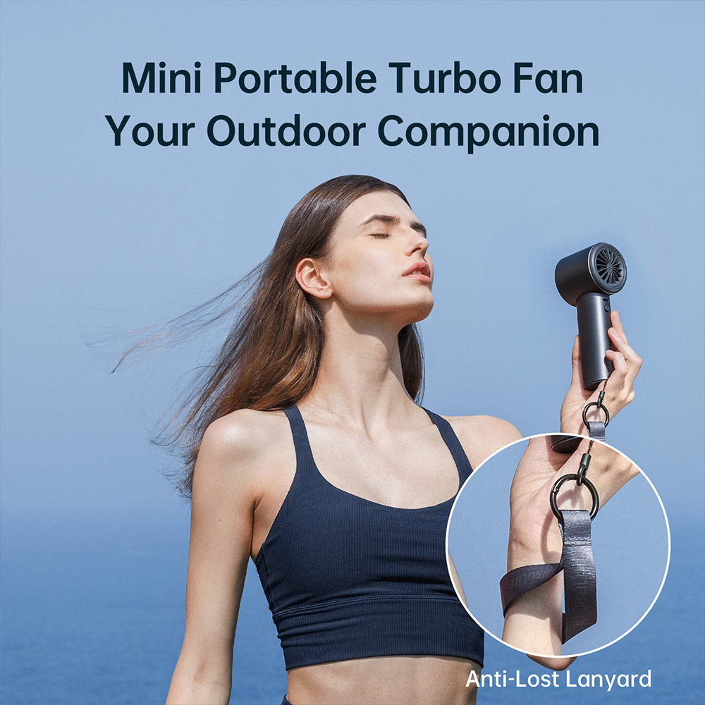 Picture of Jisulife Malaysia Super Power 100 Speed Turbo Strong Wind Portable Fast Charge Rechargeable  3600mAh Hidden Blade High Quality Handheld Mini Fan for Outdoor Indoor Badminton Court Concert Picnic Camping FA53ABS (Blue)