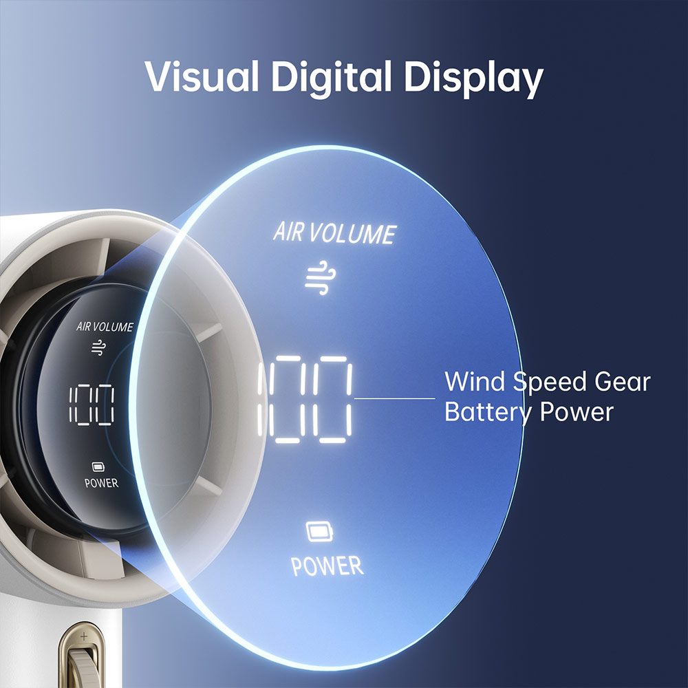 Picture of Jisulife Malaysia Super Power 100 Speed Turbo Strong Wind Portable Fast Charge Rechargeable 3600mAh Hidden Blade High Quality Handheld Mini Fan for Outdoor Indoor Badminton Court Concert Picnic Camping FA53ABS (White)