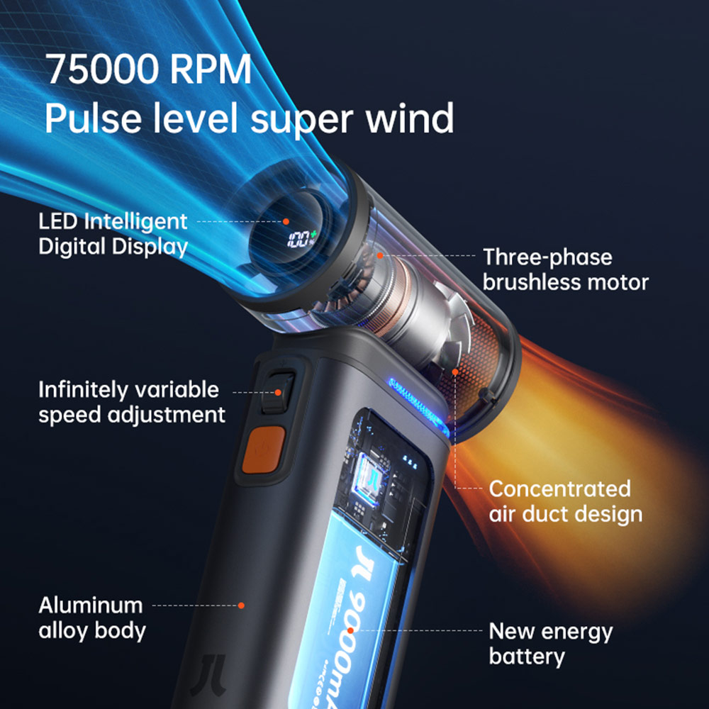 Picture of Jisulife Malaysia Super Power 100 Speed Ultra Ultra1 Turbo Strong Wind Portable Fast Charge Rechargeble 9000mAh Hidden Blade High Quality Handheld Mini Fan As Hair Dryer for Outdoor Indoor Badminton Court Concert Picnic Camping FA55 (Bright Brown)