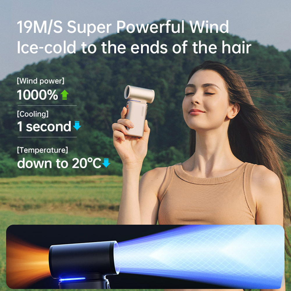 Picture of Jisulife Malaysia Super Power 100 Speed Ultra Ultra1 Turbo Strong Wind Portable Fast Charge Rechargeble 9000mAh Hidden Blade High Quality Handheld Mini Fan As Hair Dryer for Outdoor Indoor Badminton Court Concert Picnic Camping FA55 (Bright Brown)