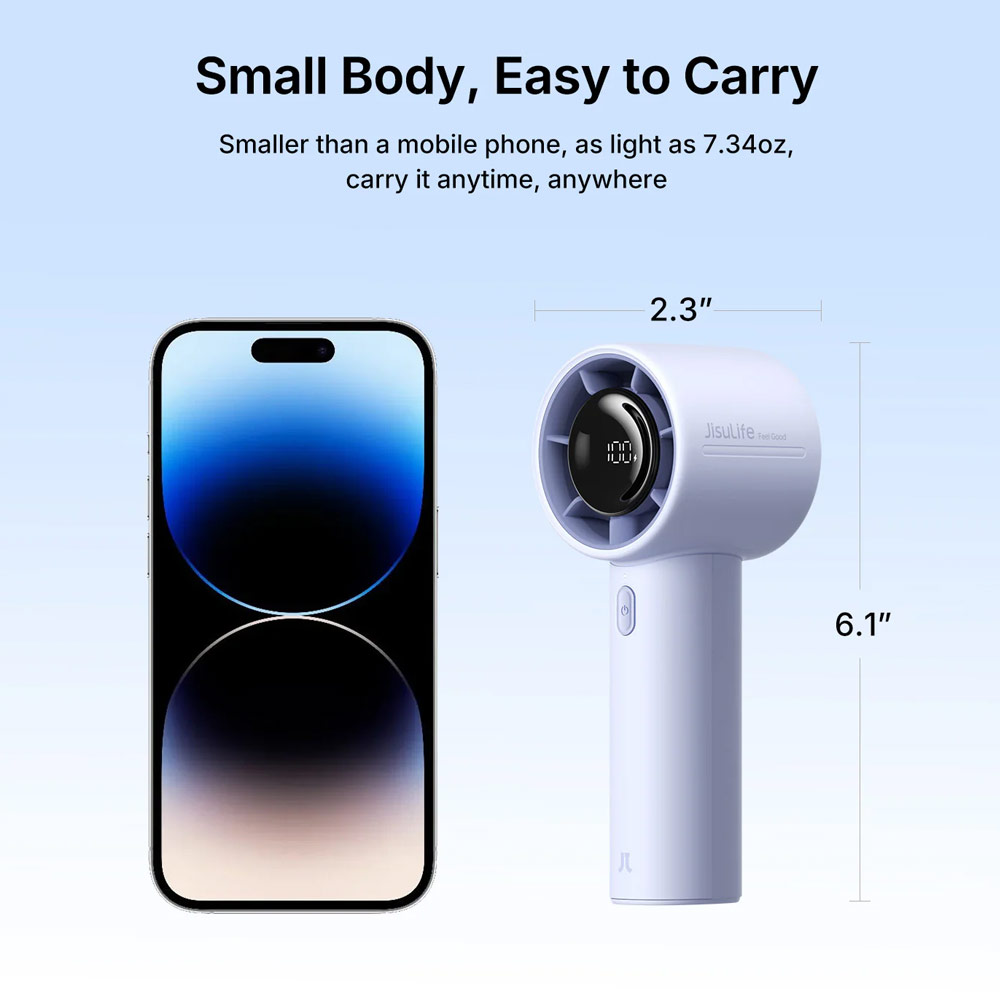 Picture of Jisulife Life 10S Portable Handheld Fan 5 Speed Mode LED Display Easy Carry Turbo Wind Speed Fan Kipas Jisulife (Gray)