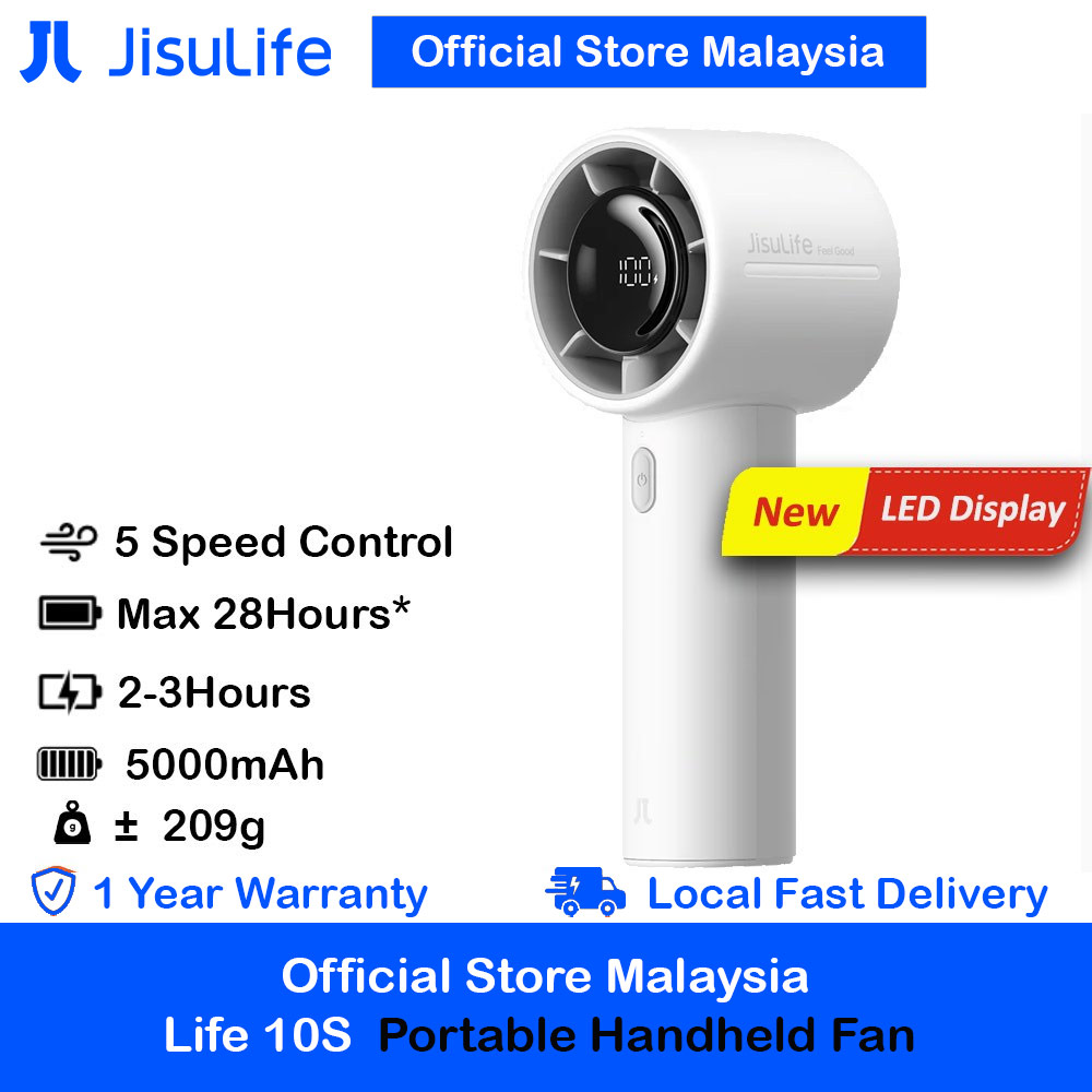 Picture of Jisulife Life 10S Portable Handheld Fan 5 Speed Mode LED Display Easy Carry Turbo Wind Speed Fan Kipas Jisulife (Gray) Red Design- Red Design Cases, Red Design Covers, iPad Cases and a wide selection of Red Design Accessories in Malaysia, Sabah, Sarawak and Singapore 