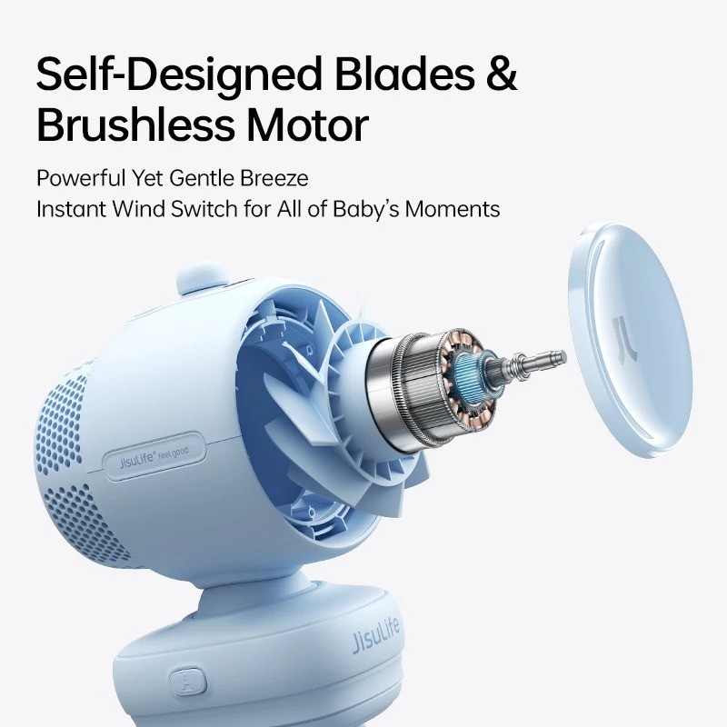 Picture of JisuLife Stroller Fan3 Air Purifying Purifier Baby Fan Clip Fan 100 Speed Levels Max 21-Hour Runtime Ultra Quiet (Yellow)