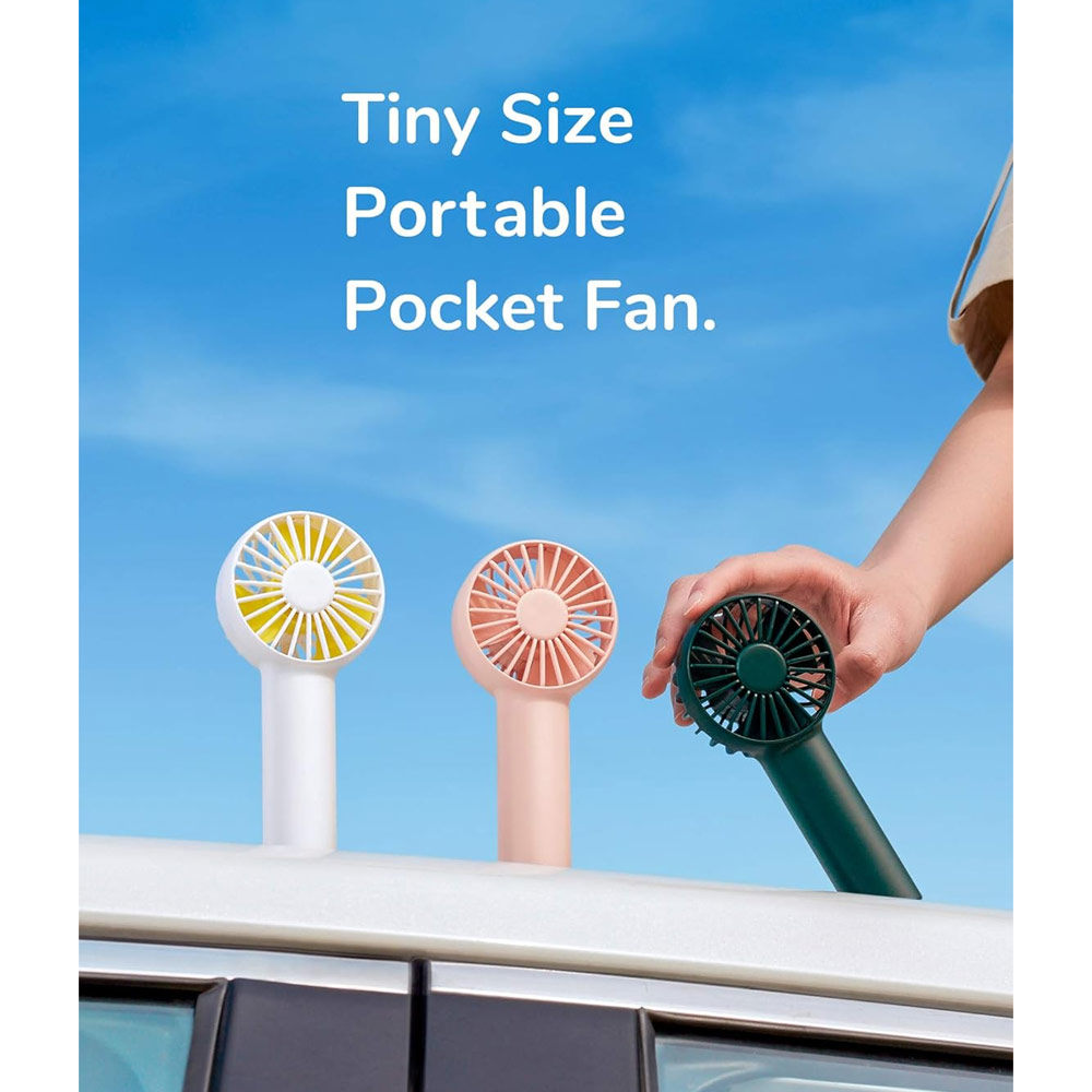 Picture of Jisulife Malaysia Mini Pocket Tiny Size Handheld Fan Portable Rechargeable 2000mAh for Outdoor Indoor Badminton Court Concert FA20 (Green)