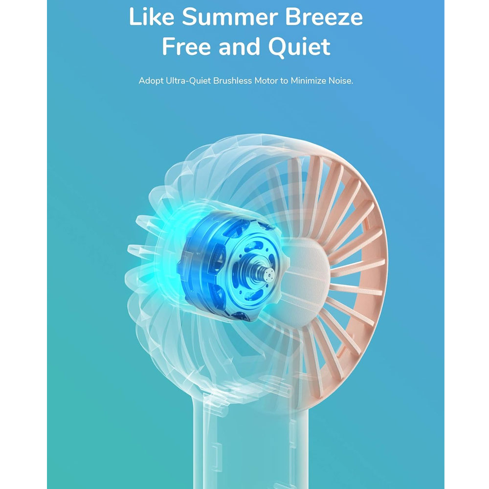 Picture of Jisulife Malaysia Mini Pocket Tiny Size Handheld Fan Portable Rechargeable 2000mAh for Outdoor Indoor Badminton Court Concert FA20 (Pink)