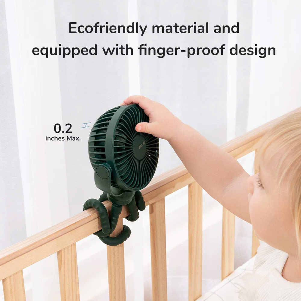Picture of Jisulife Malaysia Child Safe Low Noise Stroller Car Seat Rotatable Flexible Tripod Mini Rechargeable Fan FA40A (White)