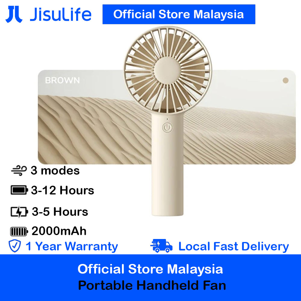 Picture of Jisulife Malaysia 3 Speed Wind Portable Fast Charge Rechargeble 2000mAh Handheld Fan for Outdoor Indoor Badminton Court Concert Picnic Camping FA21 (Brown) Red Design- Red Design Cases, Red Design Covers, iPad Cases and a wide selection of Red Design Accessories in Malaysia, Sabah, Sarawak and Singapore 