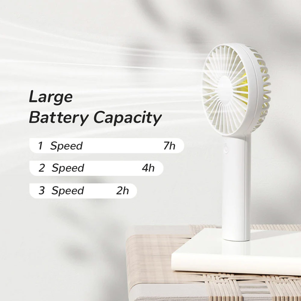 Picture of Jisulife Malaysia 3 Speed Wind Portable Fast Charge Rechargeble 2000mAh Handheld Fan for Outdoor Indoor Badminton Court Concert Picnic Camping FA21 (White)