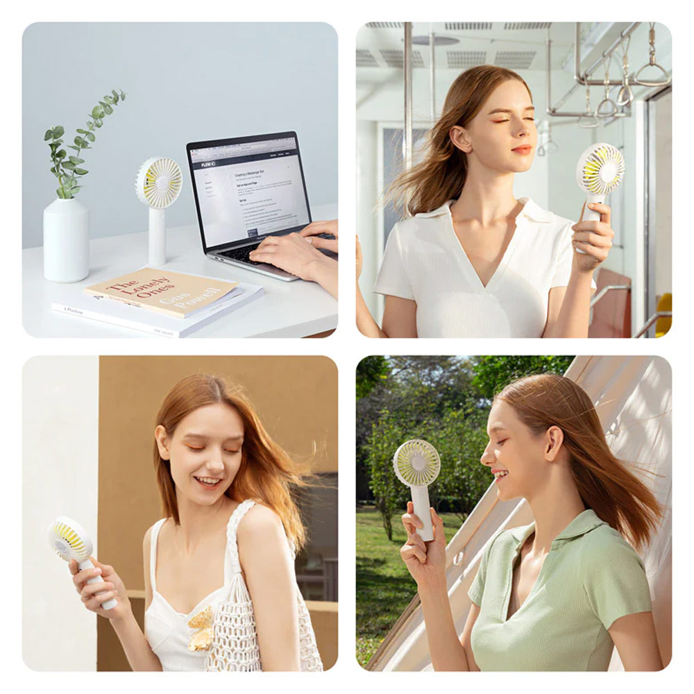 Picture of Jisulife Malaysia 3 Speed Wind Portable Fast Charge Rechargeble 2000mAh Handheld Fan for Outdoor Indoor Badminton Court Concert Picnic Camping FA21 (White)