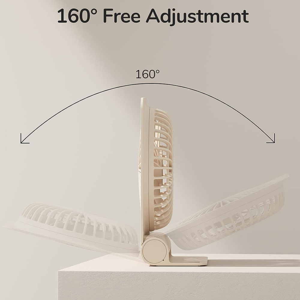 Picture of Jisulife Malaysia Ultra Slim Table Fan Lite Strong Air Flow 4 Speed Wind Portable Rechargeable 4500mAh Desktop Fan For Home Office Outdoor Travel (Brown)