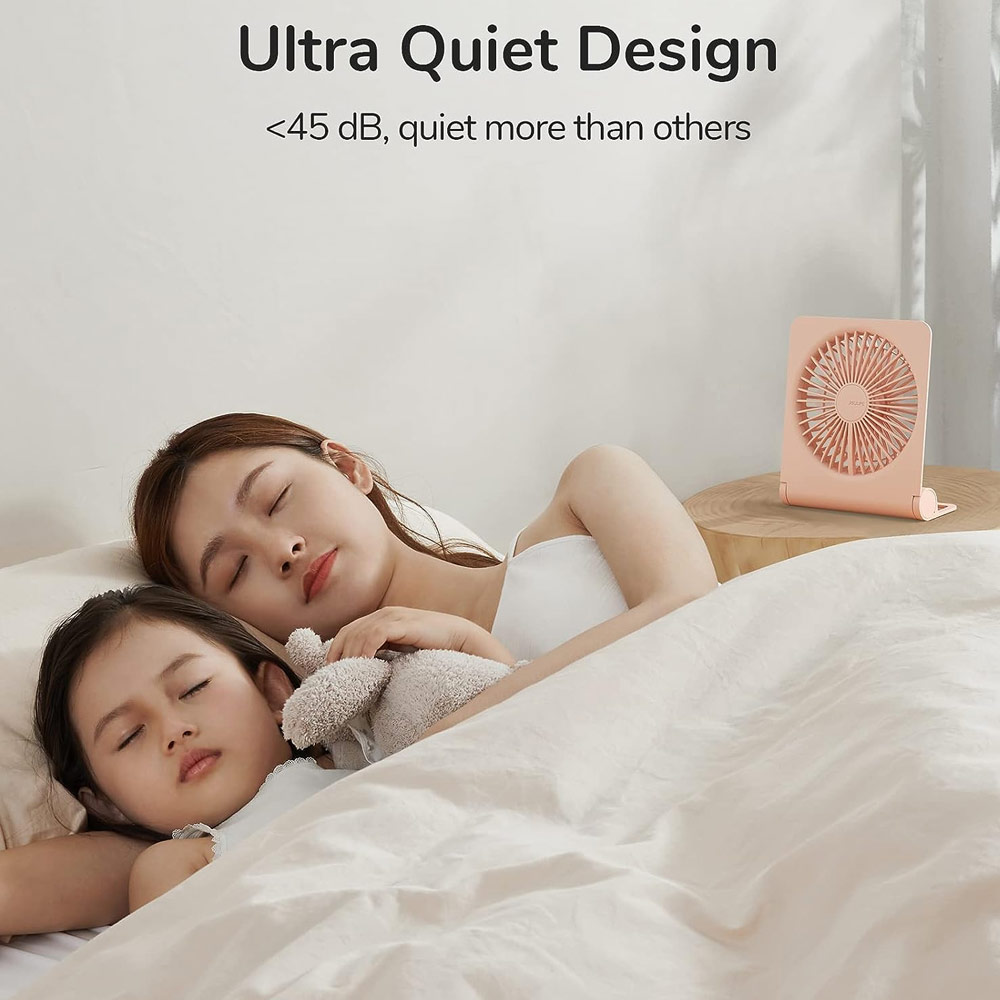 Picture of Jisulife Malaysia Ultra Slim Table Fan Lite Strong Air Flow 4 Speed Wind Portable Rechargeable 4500mAh Desktop Fan For Home Office Outdoor Travel (Pink)
