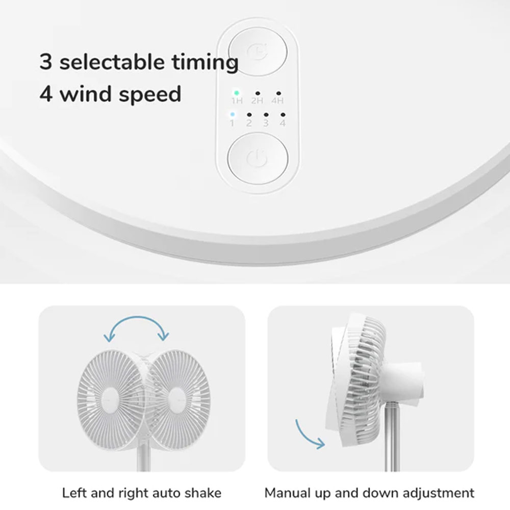 Picture of JISULIFE Malaysia Oscillating Rotation Desk Fan Portable Timer Setting Extendable Desktop Fan 8000mAh USB-C Rechargeable Electric Table Fan for Office Room Travel Outdoor Indoor Picnic FA13P (Dark Green)