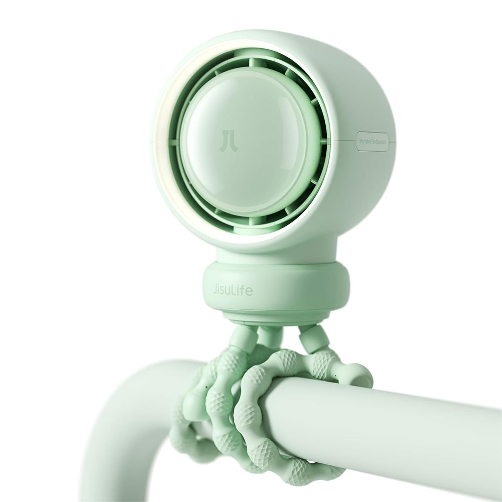 Picture of Jisulife Malaysia Life2 Child Baby Safe Stroller Car Seat Rotatable Flexible Tripod Rechargeable Bladeless Fan (Green)