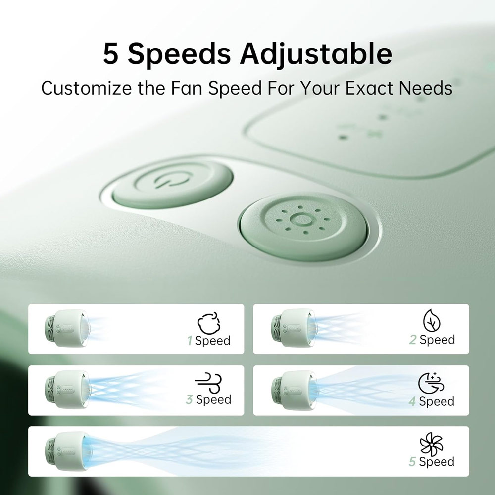 Picture of Jisulife Malaysia Life2 Child Baby Safe Stroller Car Seat Rotatable Flexible Tripod Rechargeable Bladeless Fan (Green)