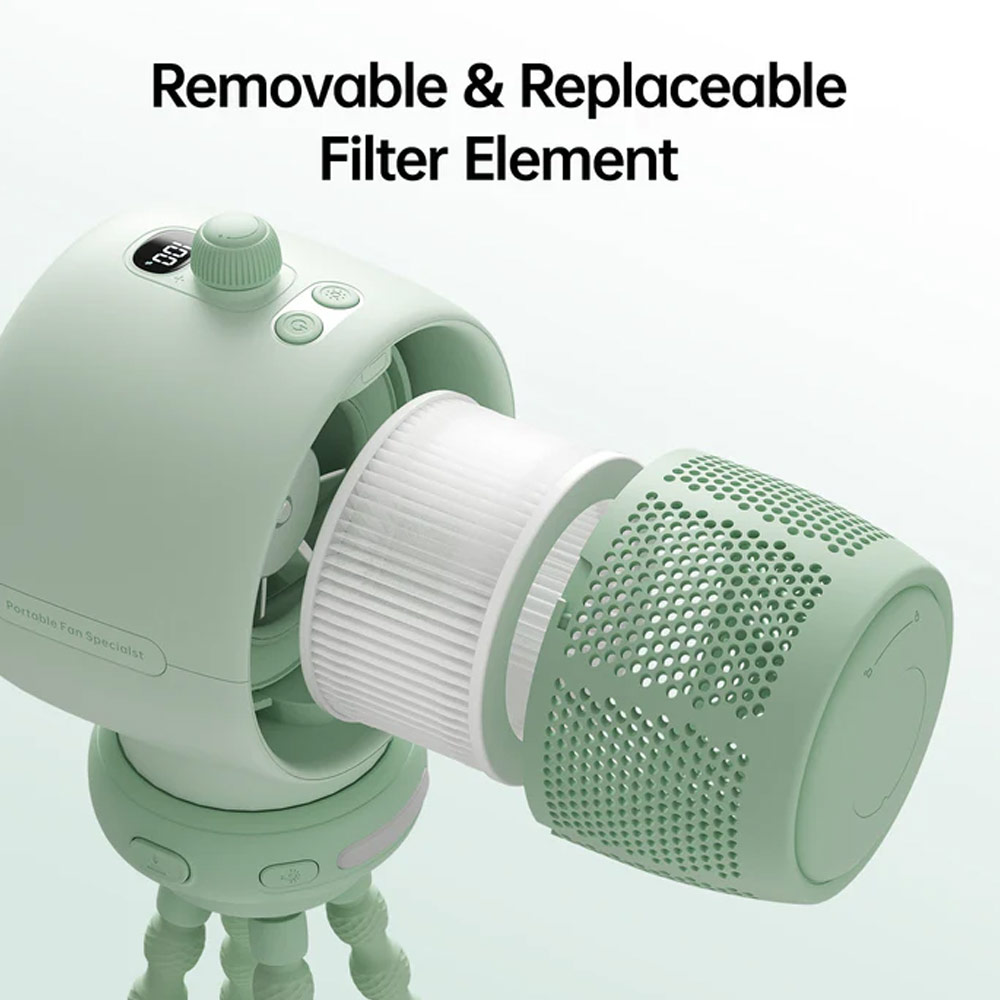 Picture of Jisulife Malaysia Life2 S Child Baby Safe Stroller Car Seat Auto OscillatingFlexible Tripod Rechargeable Bladeless Fan (Brown)