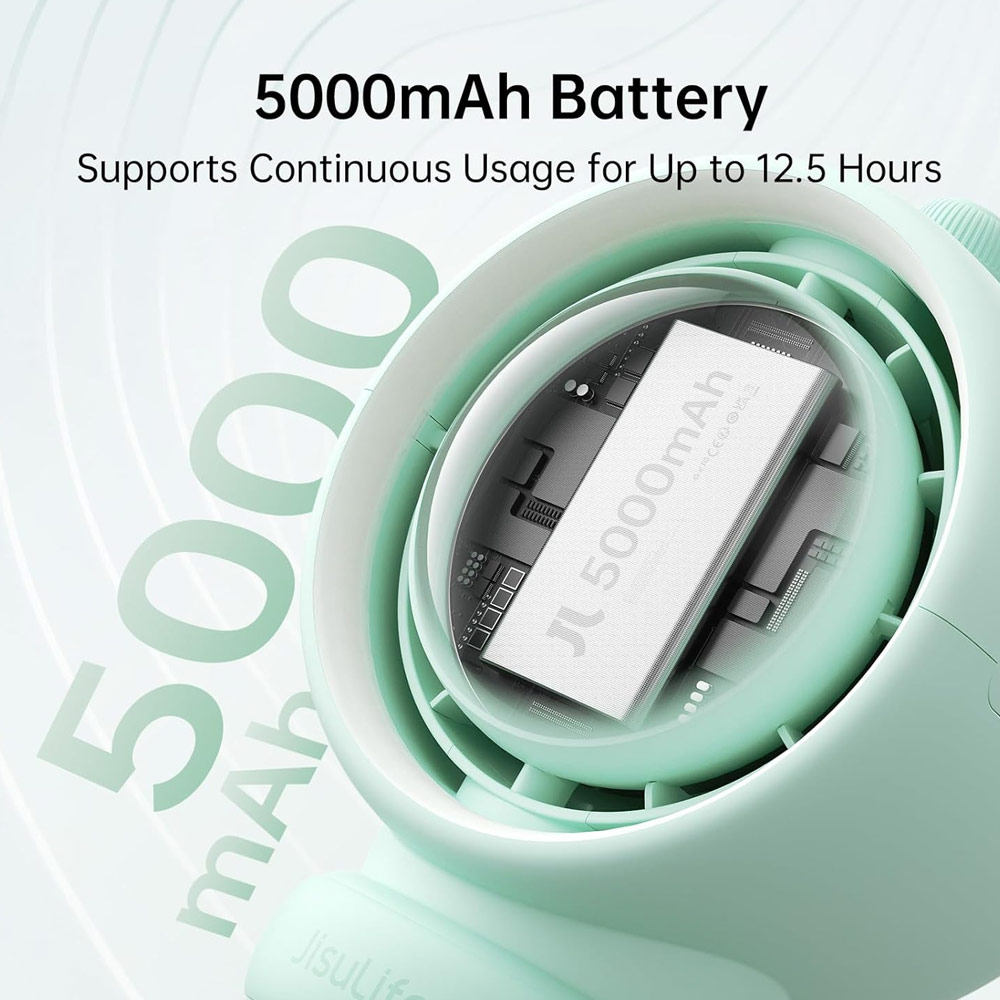 Picture of Jisulife Malaysia Life2 S Child Baby Safe Stroller Car Seat Auto OscillatingFlexible Tripod Rechargeable Bladeless Fan (Green)