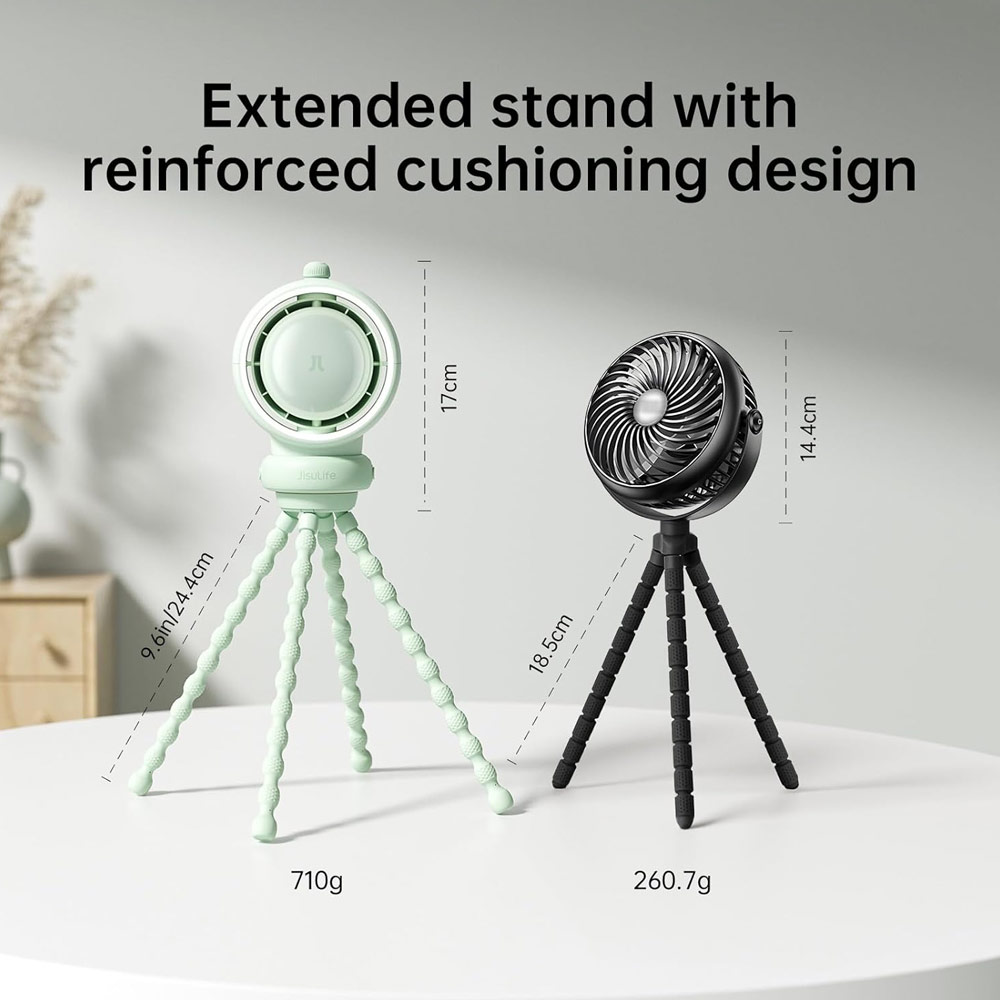 Picture of Jisulife Malaysia Life2 S Child Baby Safe Stroller Car Seat Auto OscillatingFlexible Tripod Rechargeable Bladeless Fan (Green)