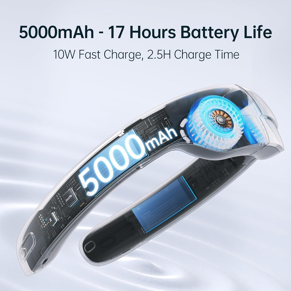 Picture of JISULIFE Malaysia Super Power High Speed Air Neck Cooler Portable Neck Fan Hands Free Bladeless Fan 5000mAh Battery Operated Wearable Personal Fan Leafless Rechargeable Headphone Design 100 Speed Neck Fan for Running Badminton Indoor Court Concert Picnic Camping Outdoor Activity FA45 (Navy Blue)