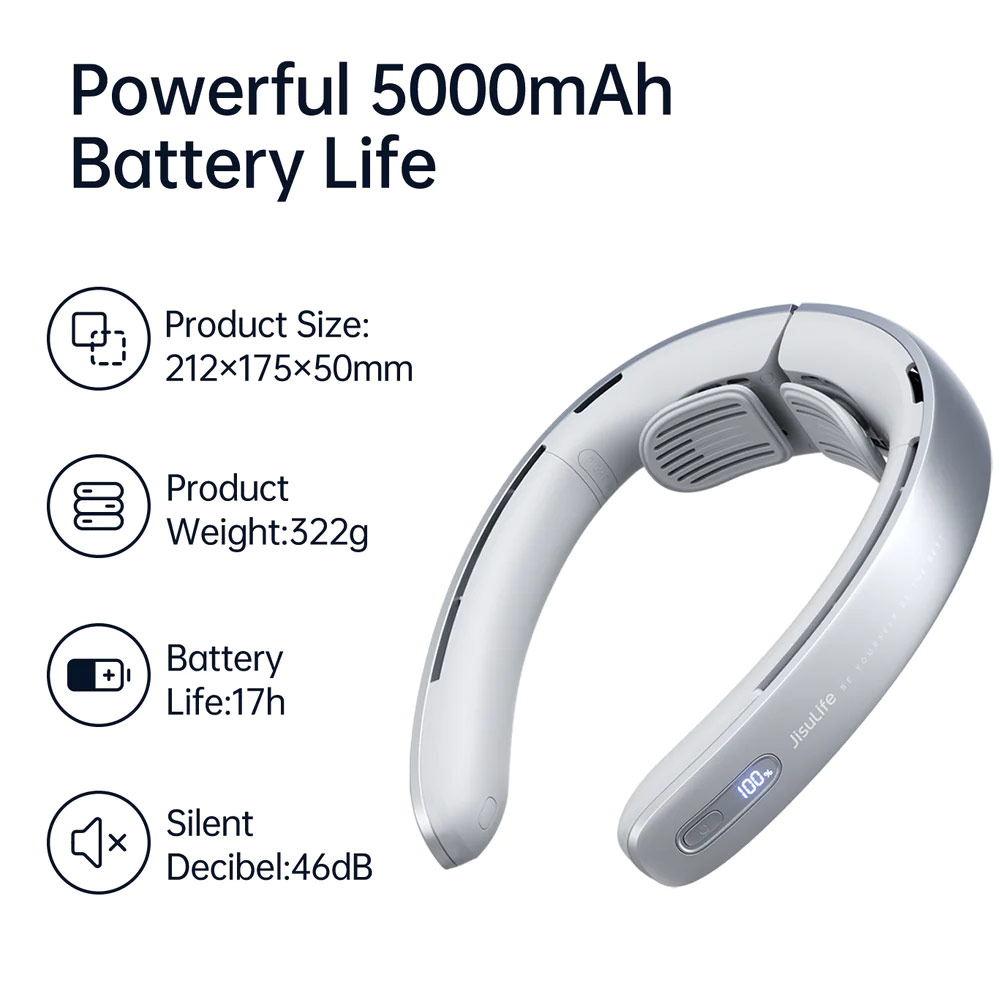 Picture of JISULIFE Malaysia Super Power High Speed Air Neck Cooler Portable Neck Fan Hands Free Bladeless Fan 5000mAh Battery Operated Wearable Personal Fan Leafless Rechargeable Headphone Design 100 Speed Neck Fan for Running Badminton Indoor Court Concert Picnic Camping Outdoor Activity FA45 (Navy Blue)