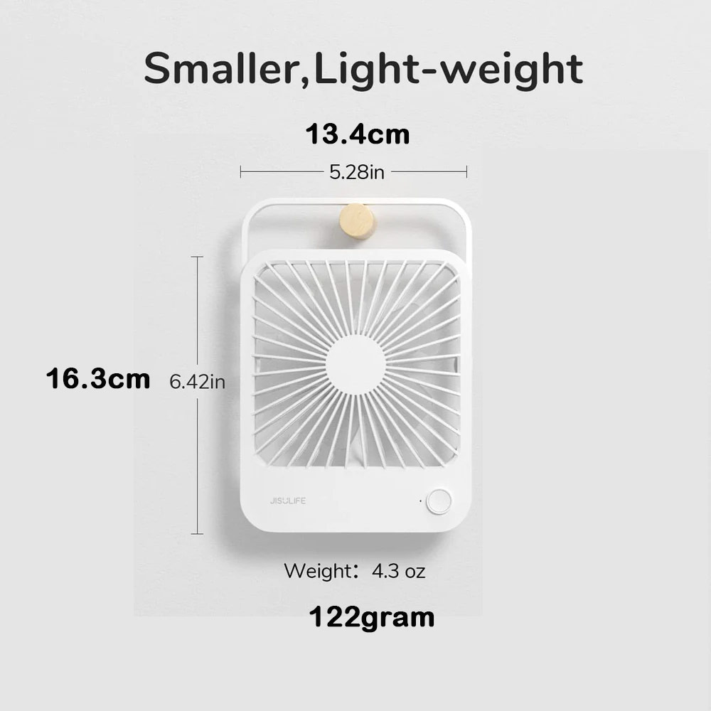 Picture of JISULIFE Malaysia Table Desk Fan Ultra Slim Portable Desktop Fan Strong Airflow Ultra Quiet 4500mAh USB Rechargeable Electric Table Fan for Office Room Travel Outdoor Indoor Picnic Camping (White)