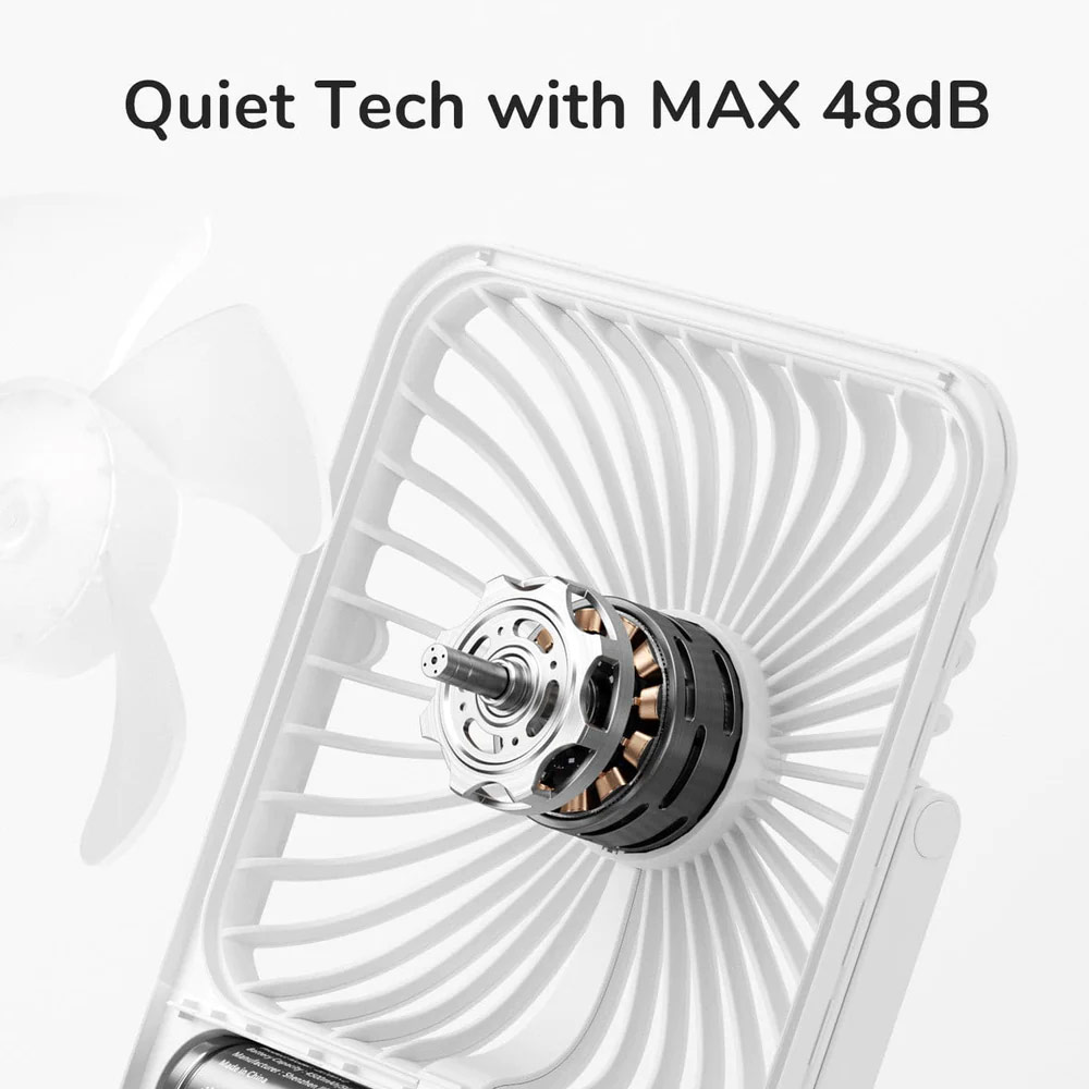 Picture of JISULIFE Malaysia Table Desk Fan Ultra Slim Portable Desktop Fan Strong Airflow Ultra Quiet 4500mAh USB Rechargeable Electric Table Fan for Office Room Travel Outdoor Indoor Picnic Camping (White)