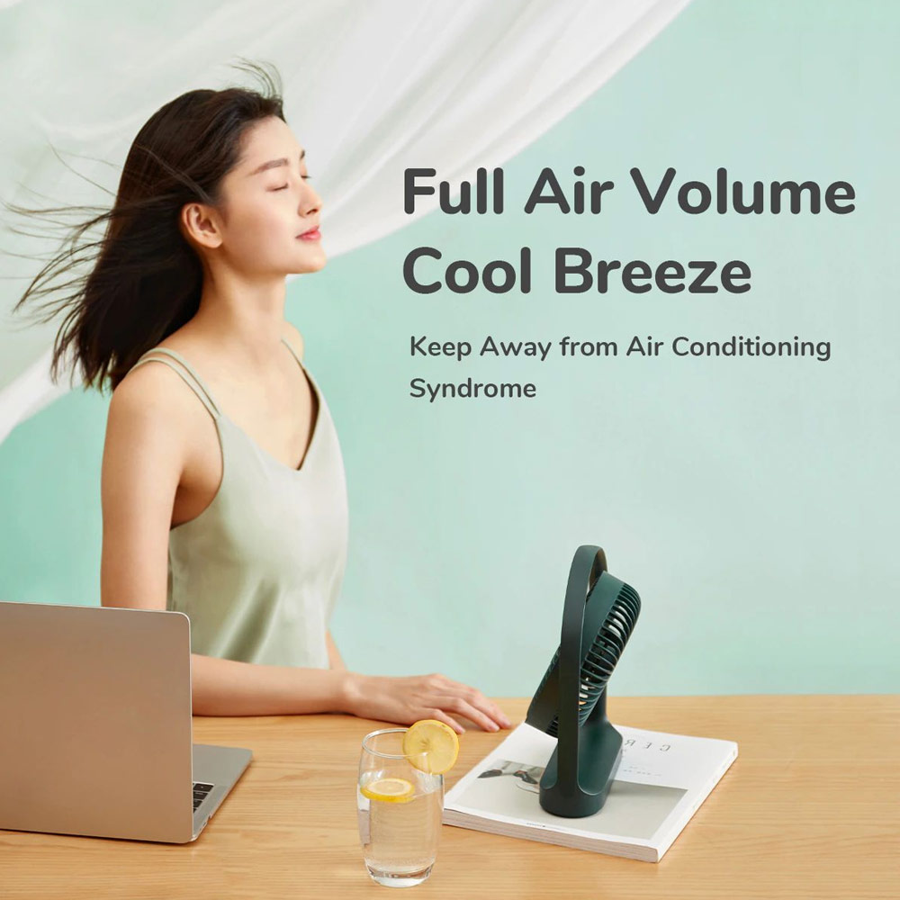 Picture of JISULIFE Malaysia Desk Fan Small Portable Desktop Fan Strong Airflow Ultra Quiet 4000mAh USB Rechargeable Electric Table Fan for Office Room Travel Outdoor Indoor Picnic Camping (Green)