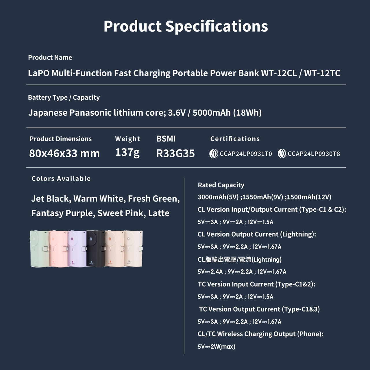 Picture of Lapo iWatch Powerbank Pocket Mini Small Size Powerbank 20W Fast Charge with Type-C Connector Apple Watch Powerbank (Black)
