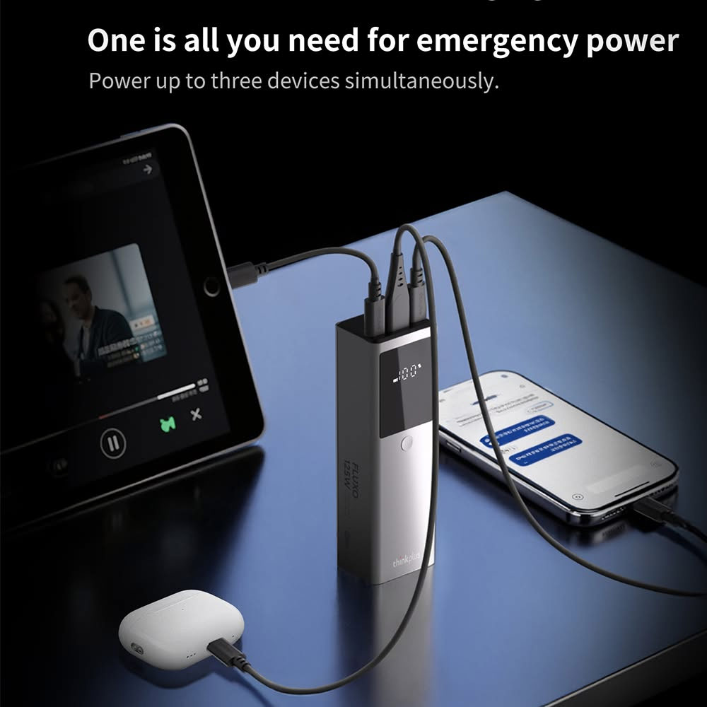 Picture of Lenovo Thinkplus Fluxo CCC 3C Certified Laptop Notebook Travel Power Bank Mini Size 125W Output 12800mAh