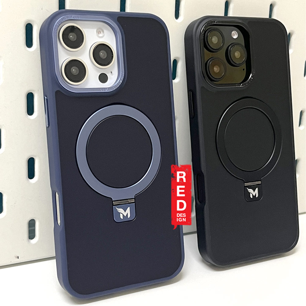 Picture of Apple iPhone 16 Pro 6.3 Case | Machino View KS Kickstand Magnetic Compatible Metal Lens Frame Drop Protection Case for iPhone 16 Pro 6.3 (Navy)