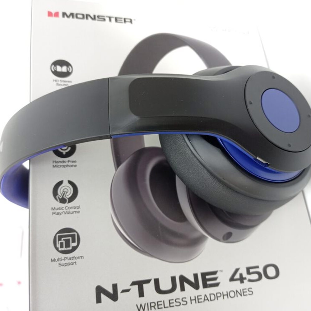 Picture of MONSTER N Tune 450 Over Ear High Quality Sound Bluetooth Wireless Headphone Headset Headphone with soft over ear cushion (Blue)