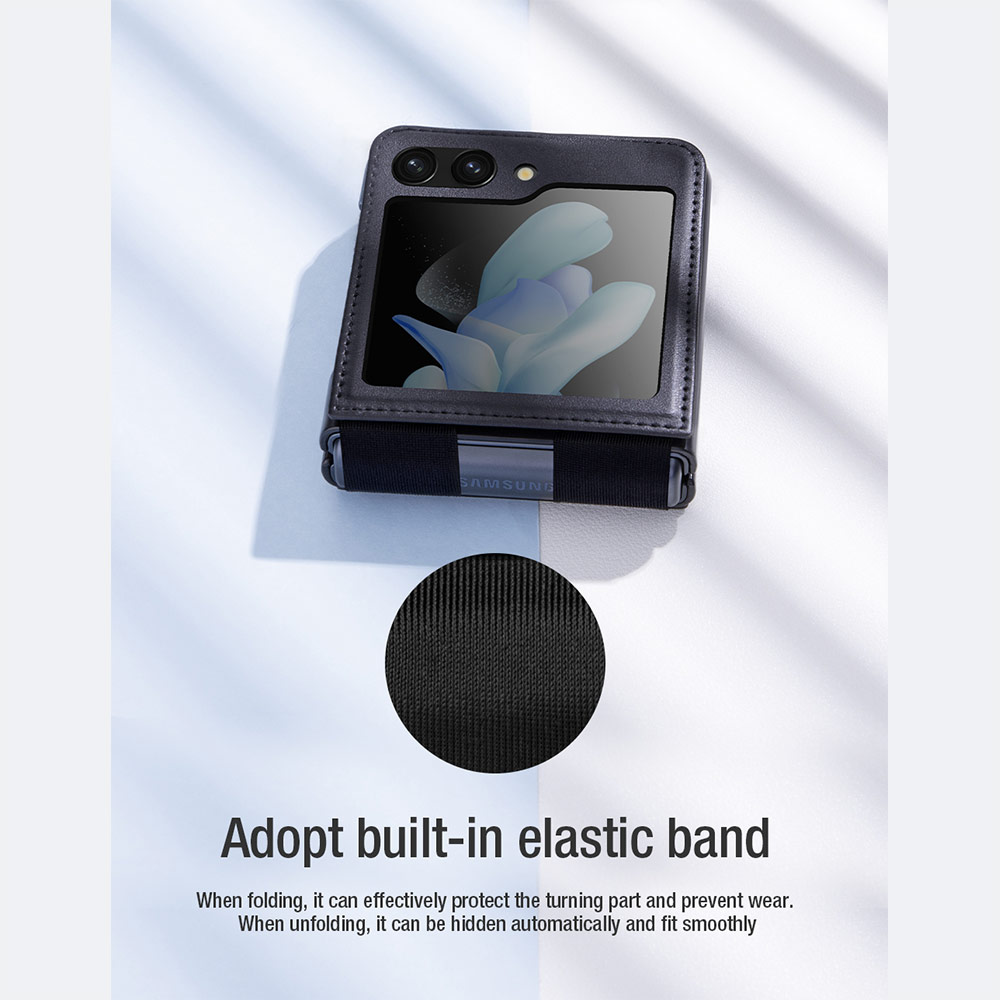 Picture of Samsung Galaxy Z Flip 5 Case | Nillkin Qin Slim and Light PU Vegan Leather and PC Protection Case for Samsung Galaxy Z Flip 5 (Deep Green)