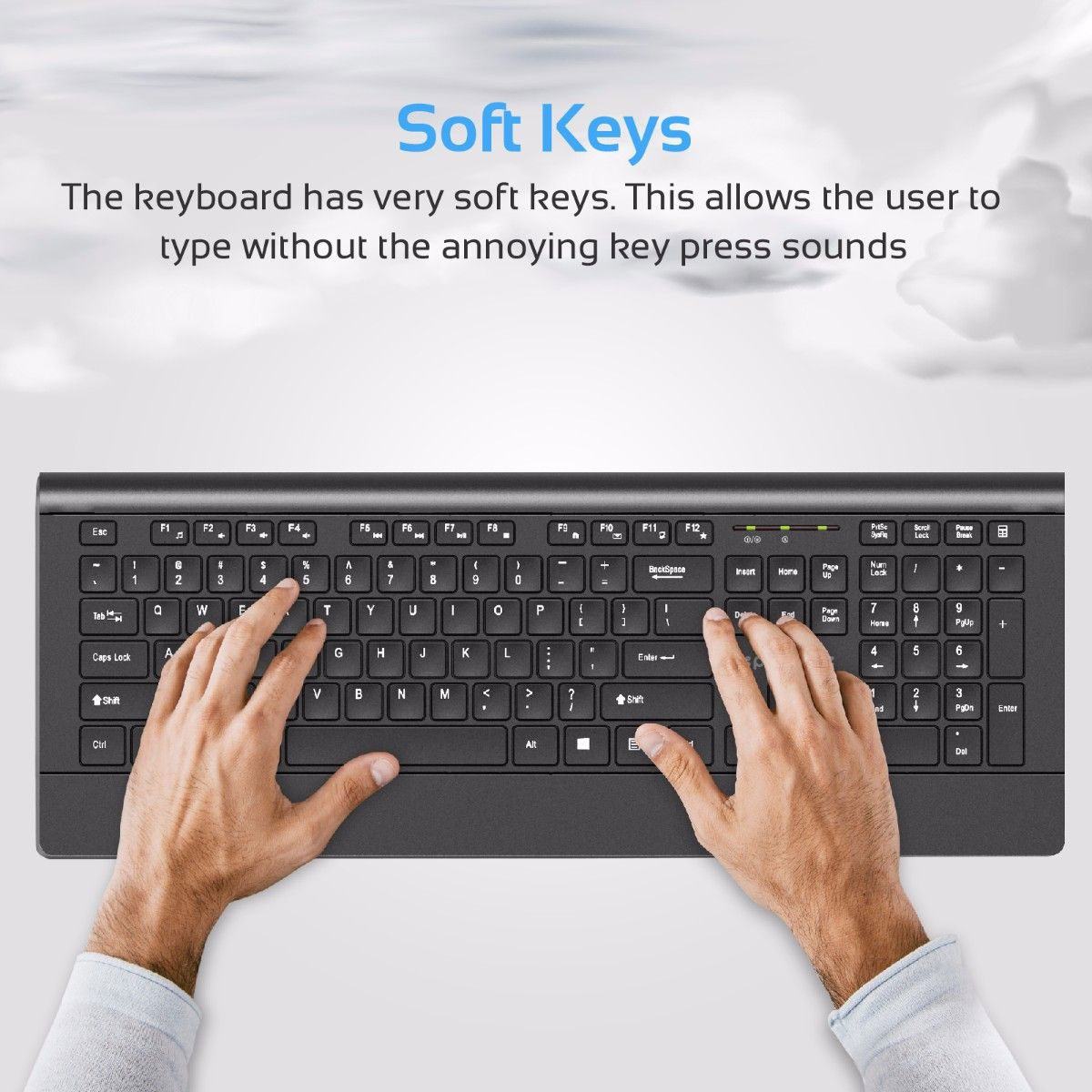 Picture of Promate Wireless Keyboard and Mouse Ergonomic Ultra-Slim 2.4GHz Cordless Combo Keyboard and 5 Button DPI Mouse with Wrist Rest Panel and Auto-Sleep Function for Desktop PC Windows iOS ProCombo-4