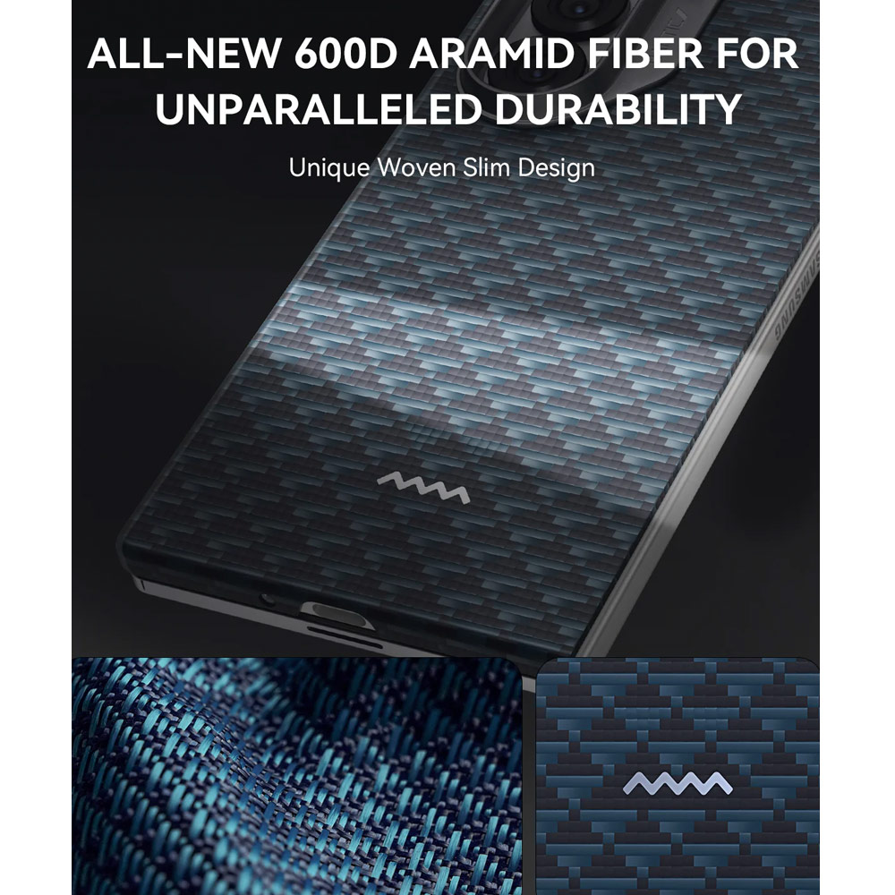 Picture of Samsung Galaxy Z Fold 7  | Raptic Galaxy Z Fold7 Aramid Fiber Skin Magnetic Compatible Skin for Galaxy Z Fold 7 (Profound Blue)