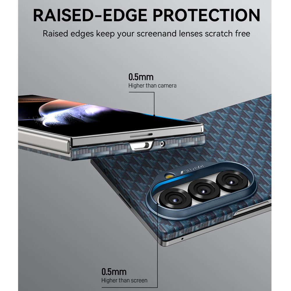 Picture of Samsung Galaxy Z Fold 7  | Raptic Galaxy Z Fold7 Aramid Fiber Skin Magnetic Compatible Skin for Galaxy Z Fold 7 (Profound Blue)