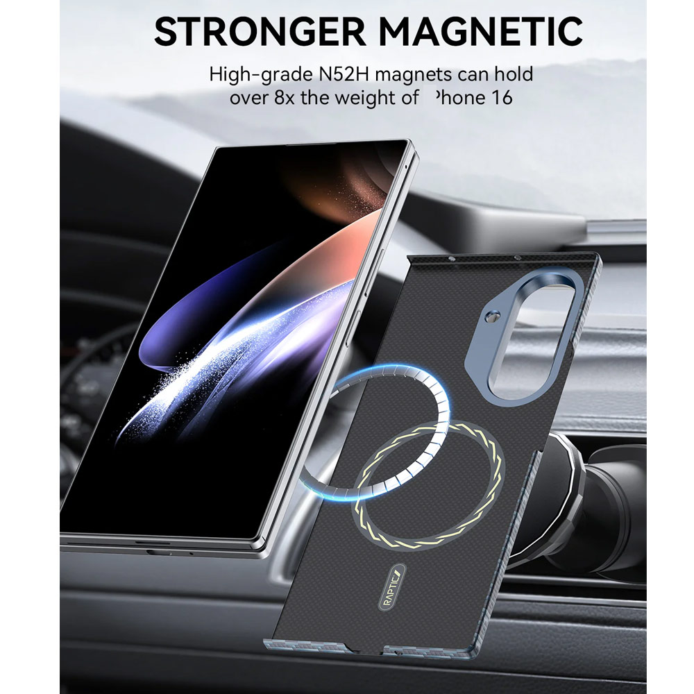 Picture of Samsung Galaxy Z Fold 7  | Raptic Galaxy Z Fold7 Aramid Fiber Skin Magnetic Compatible Skin for Galaxy Z Fold 7 (Profound Blue)